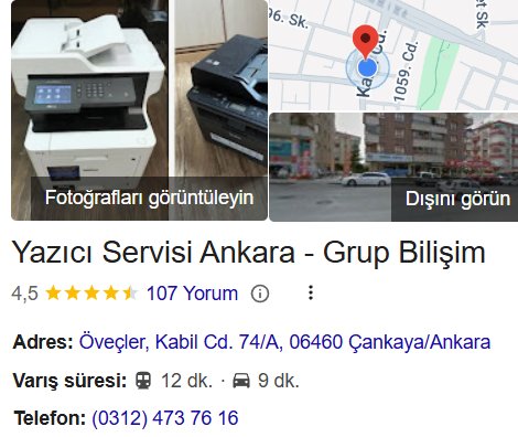 Yazıcı Servisi Öveçler