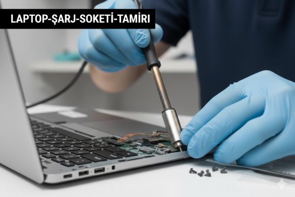 Laptop şarj soketi tamiri temassızlık giderme ve şarj testi