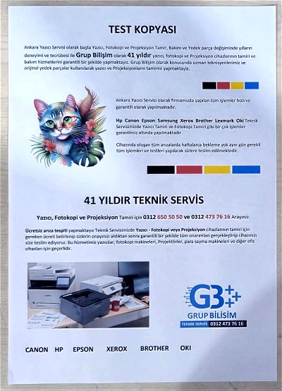 Canon yazıcı kafa açma sonrası test baskısı